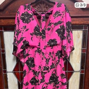 Chic Pink and Black Floral Women's dress